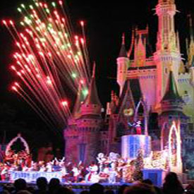 Fireworks at the Magic Kingdom in Disneyland in California